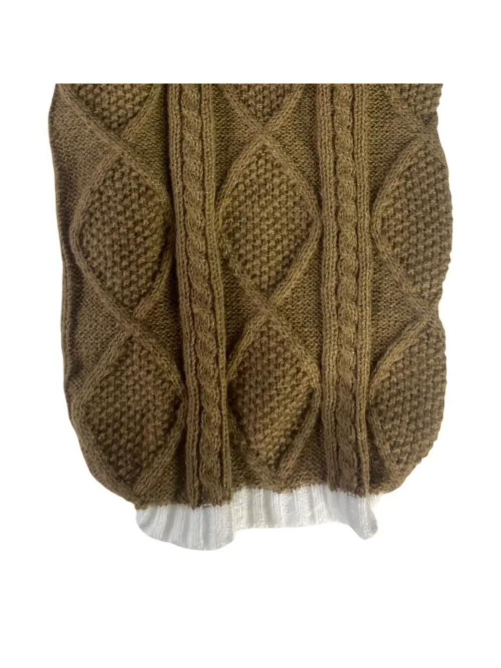 Lorehelina Dog Cable Knit Sweater Large‎ Brown White Large New Warm Pet Apparel